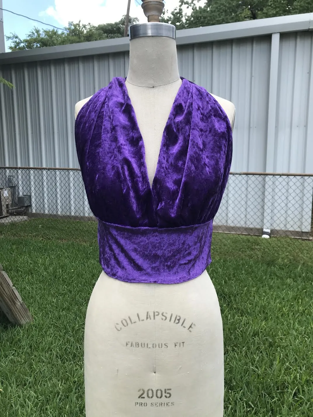 70s Style | Groovy Purple Velvet Boho Hippie Halter Bralette Crop Top | One Size