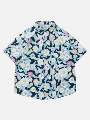 AlanBalen® - Flower All-over Print Short Sleeve Shirts