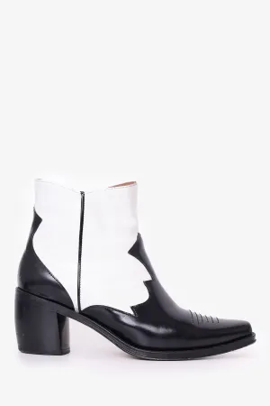 Alexa Chung Black/White Leather Western Boots Size 37