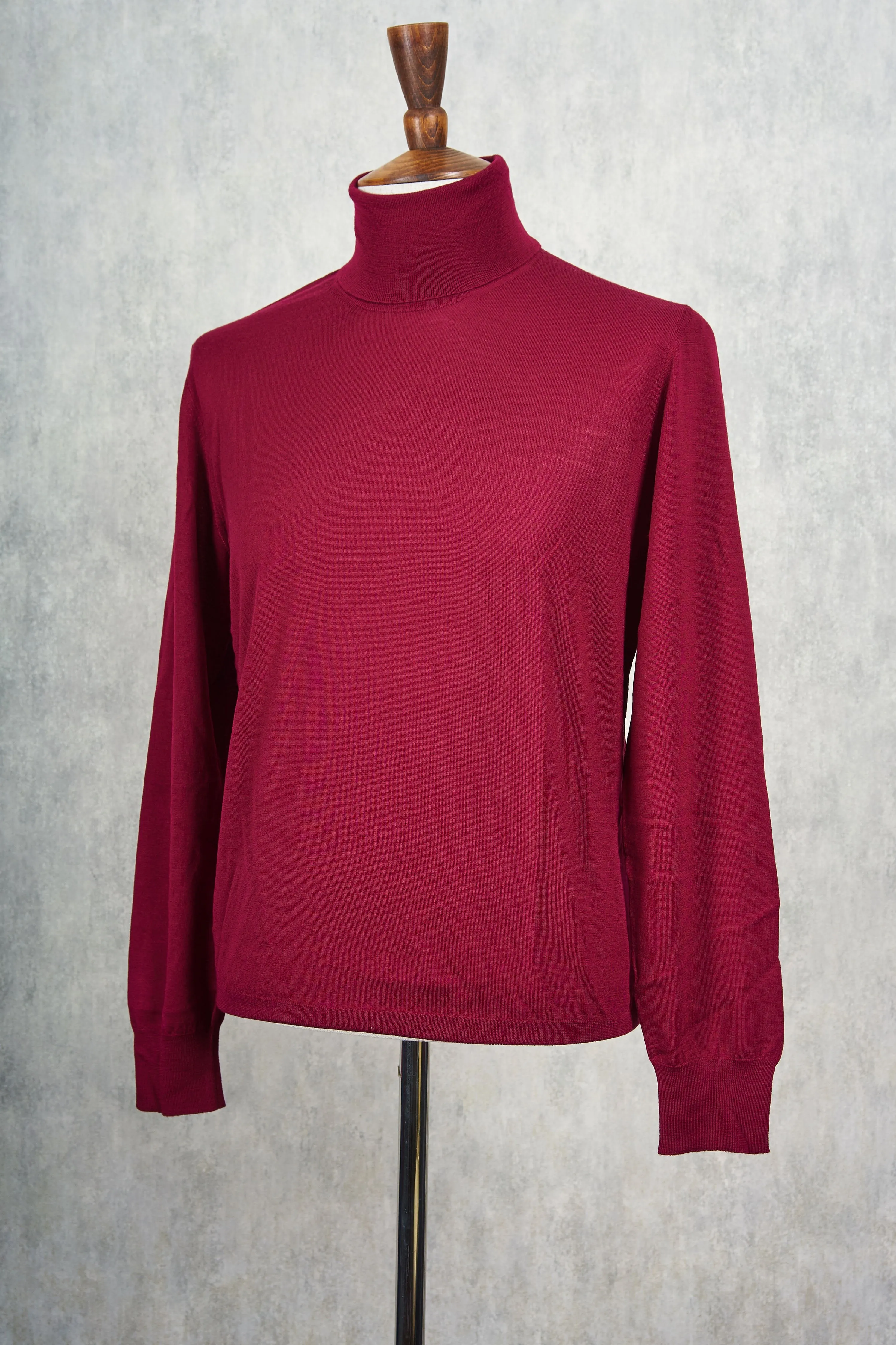 Ascot Chang Burgundy Extra-Fine Merino Wool Turtleneck Sweater