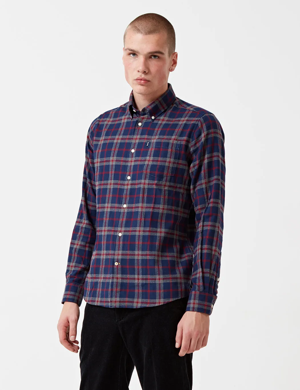 Barbour Seth Flannel Shirt - Navy Blue Marl