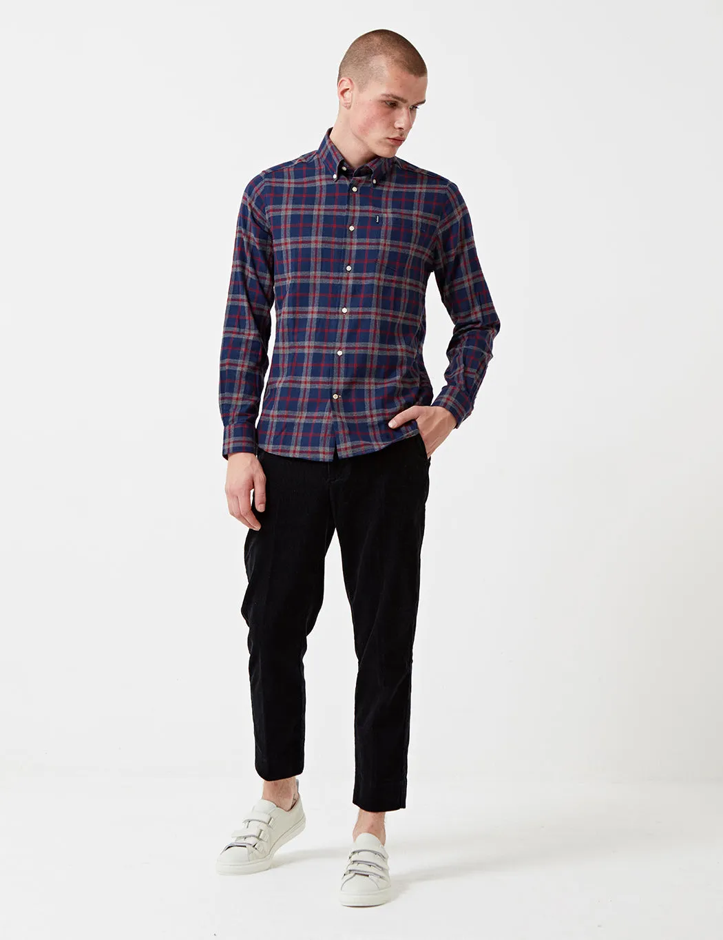 Barbour Seth Flannel Shirt - Navy Blue Marl