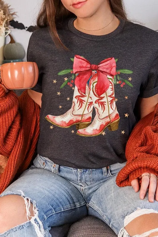 Christmas Cowgirl Boots Graphic Tee