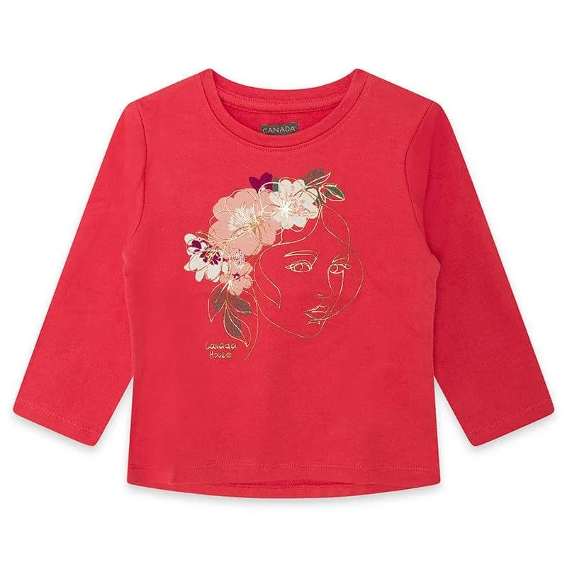 CLEARANCE SALE - Canada House - Girls Long Sleeved Top & Floral Print Leggings Set