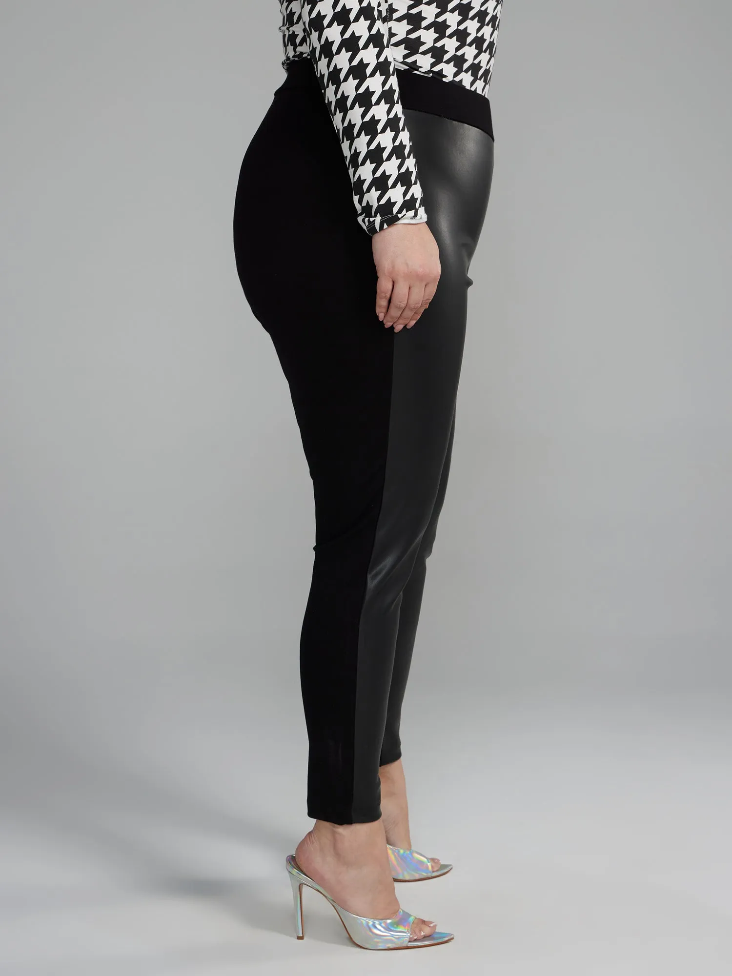 Coated Front Ponte Knit Leggings