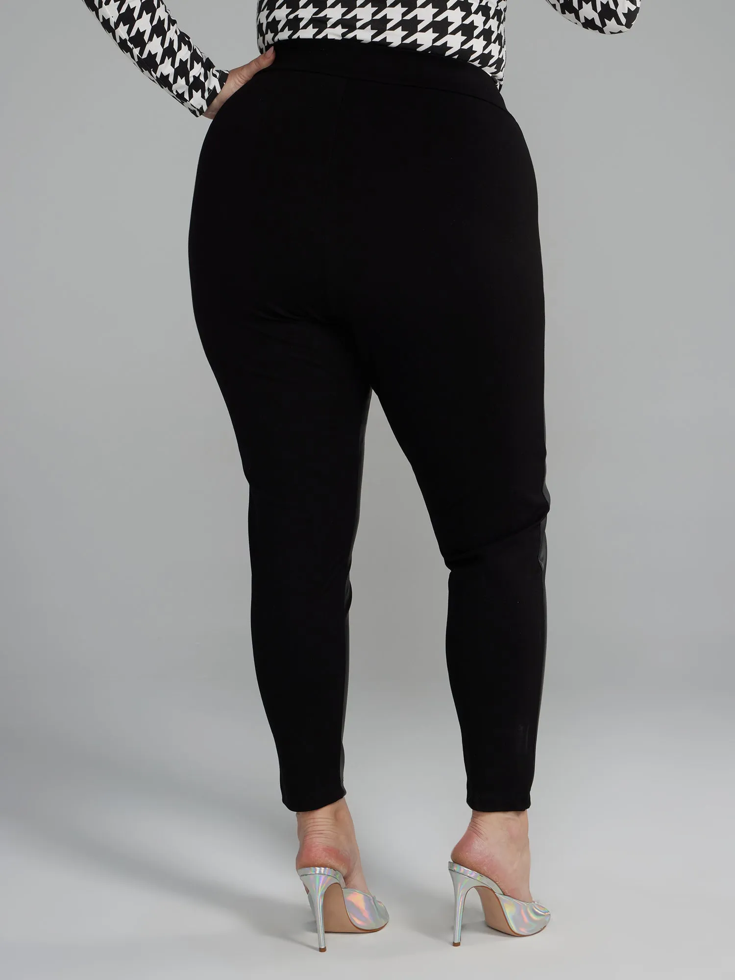 Coated Front Ponte Knit Leggings