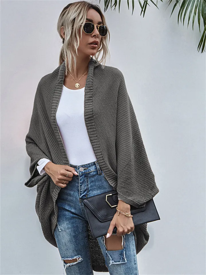 Contrast Shawl Knitted Cardigan Sweater