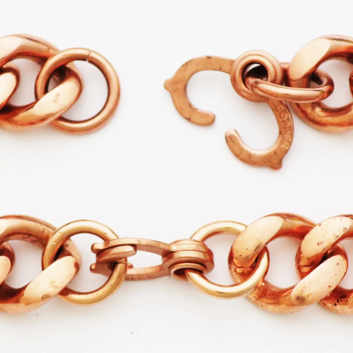 Copper Necklace Chain Set For Men Heavy Duty 20" Curb Chain Necklace And Matching Bracelet SET7920