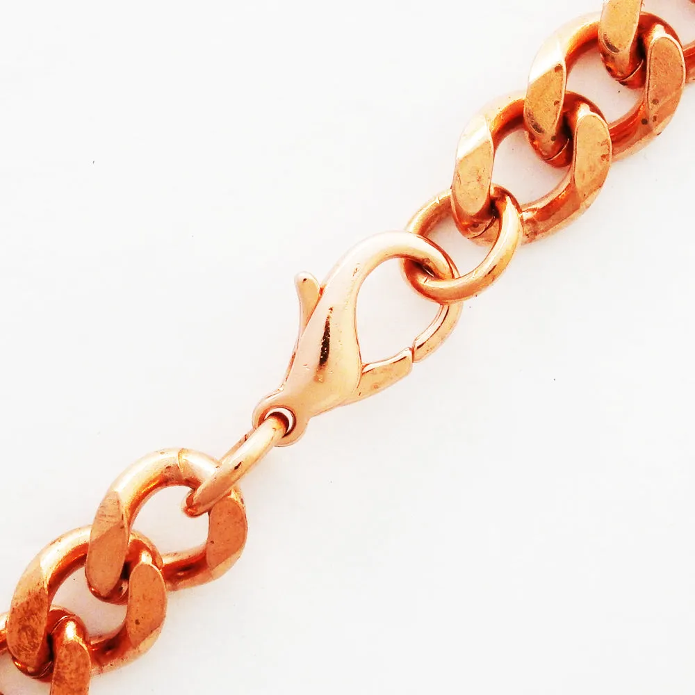 Copper Necklace Chain Set For Men Heavy Duty 20" Curb Chain Necklace And Matching Bracelet SET7920