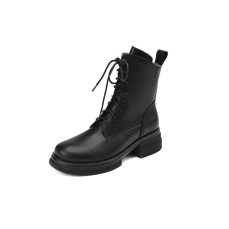 deanwangkt  fashion inspo    Fall/Winter Shoes Women Split Leather Ankle Boots Women Round Toe Chunky Boots for Women Casual Zipper Black Women Boots