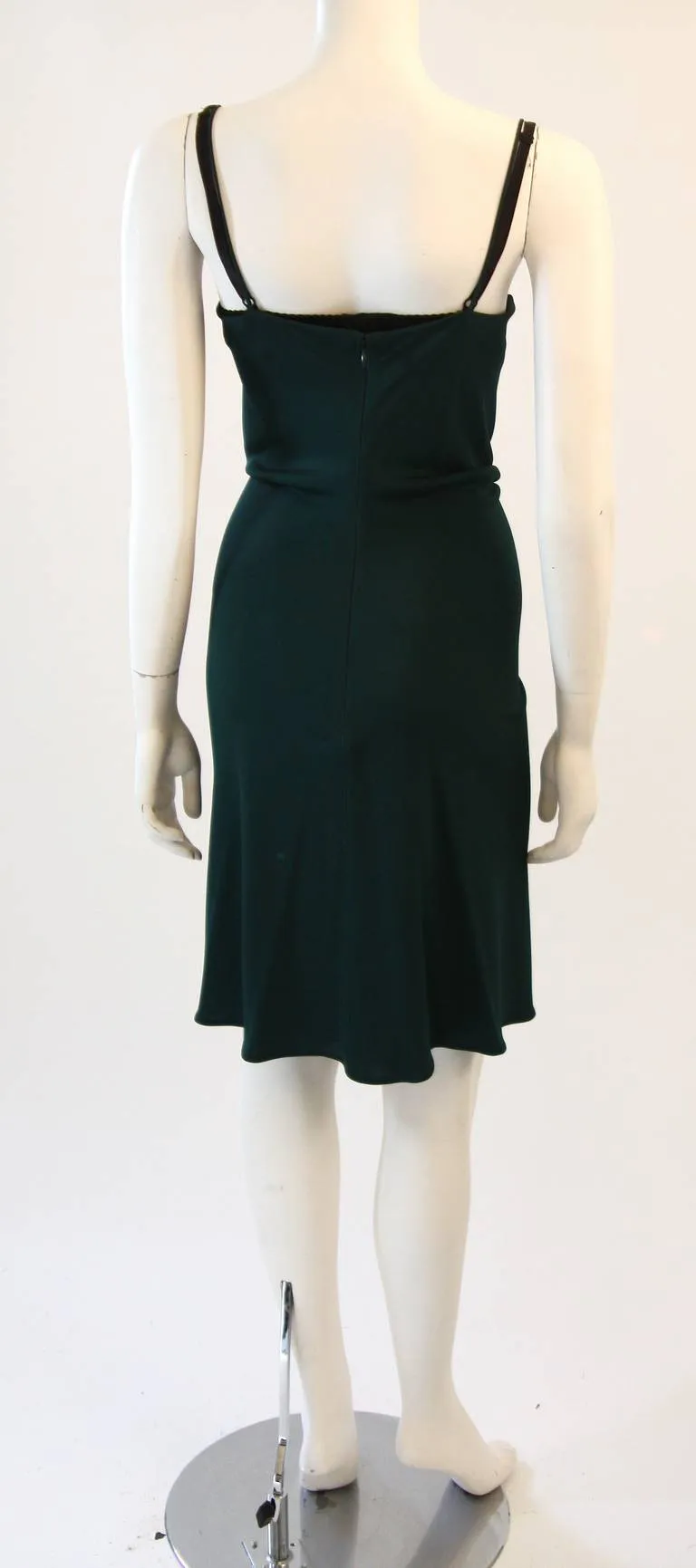 DOLCE & GABBANA Green Jersey Dress with Rhinestones Size 44