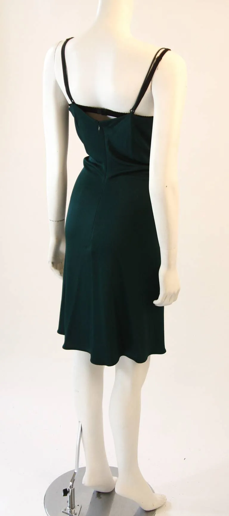 DOLCE & GABBANA Green Jersey Dress with Rhinestones Size 44