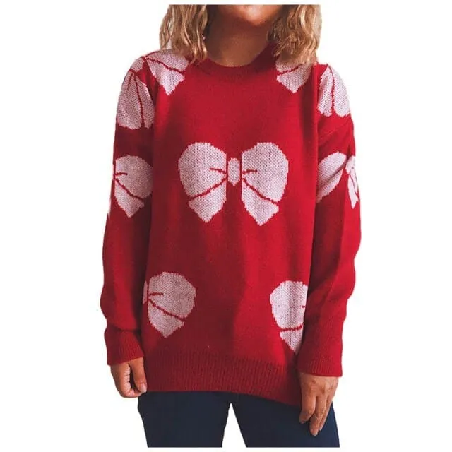 DressBetty - Snowflake Printed Knitted Sweater Pullovers Ladies Christmas Wool Round Neck Casual Vintage Sweater Women Sweat Capuche Femme