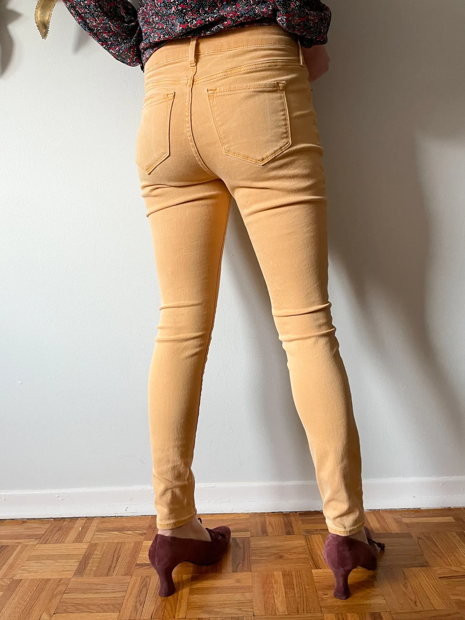 Dusty Yellow Rockstar Super Skinny  Mid Rise Stretch Jeans - Size 6