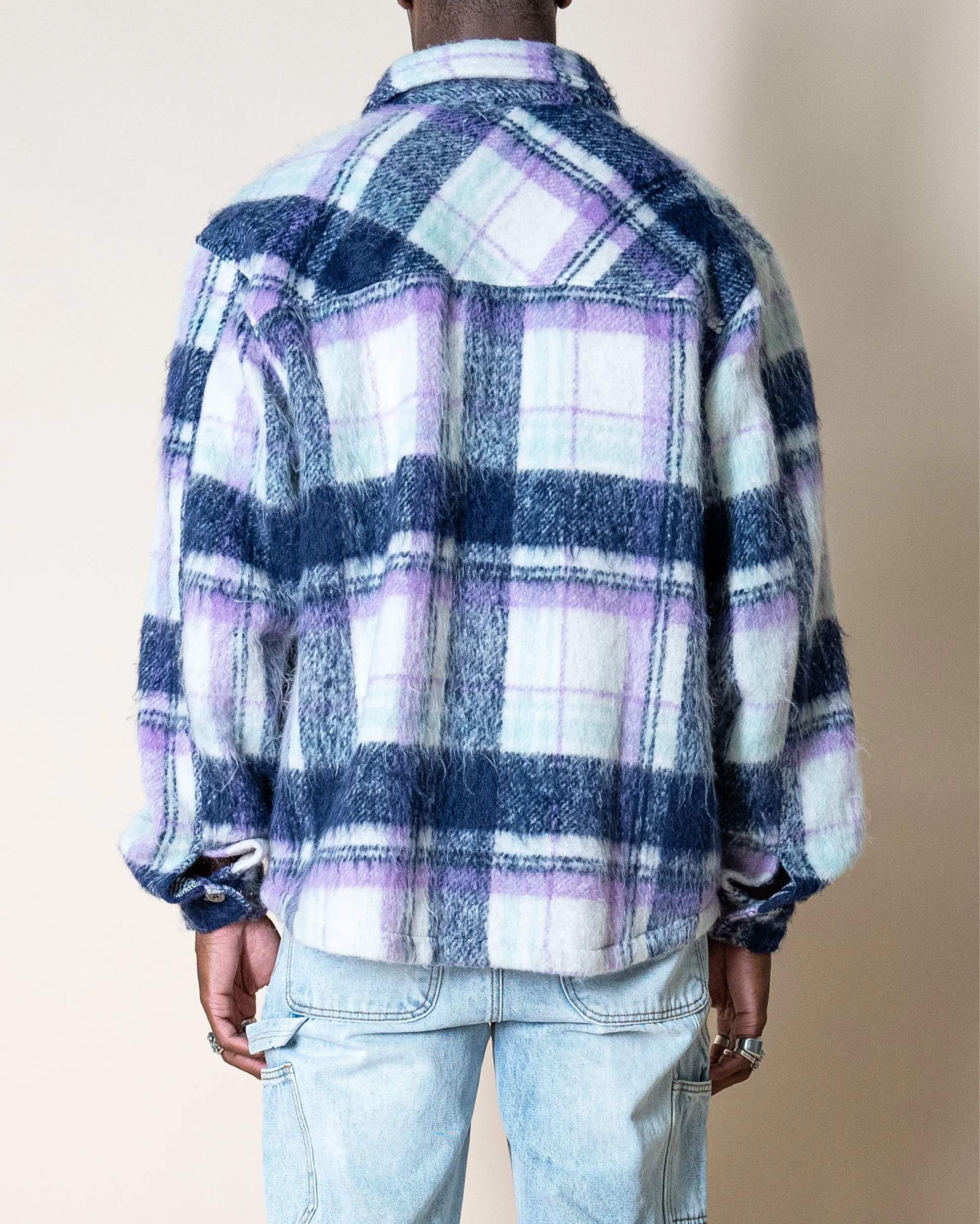 EPTM SIDE SLIT FLANNEL-PURPLE/WHITE