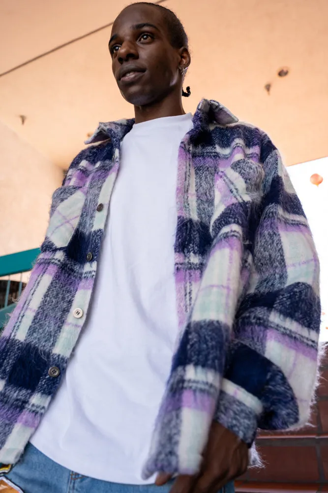 EPTM SIDE SLIT FLANNEL-PURPLE/WHITE