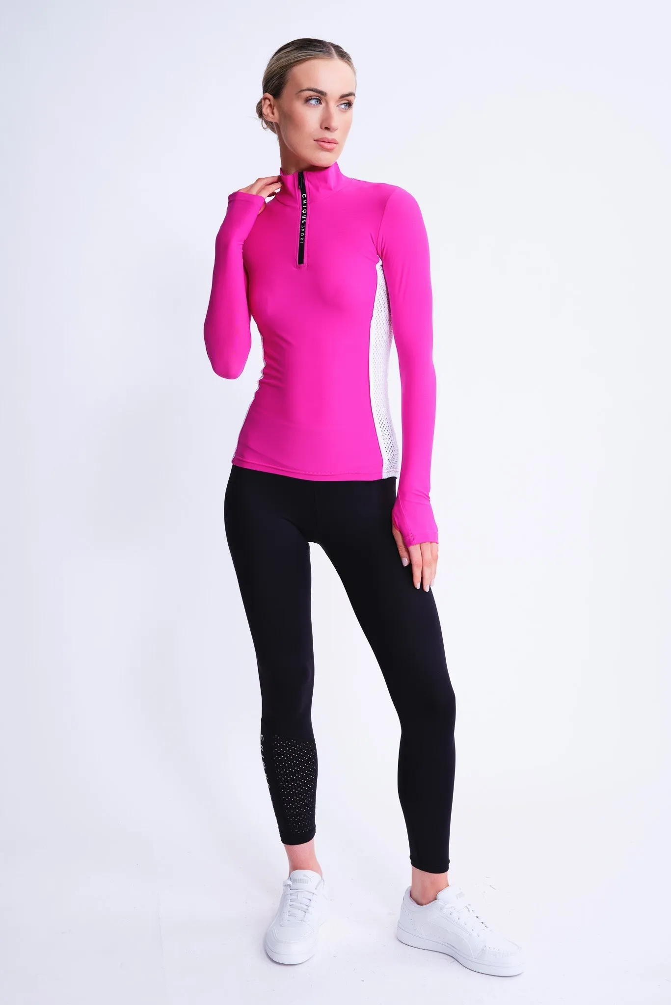 Fearless Half-Zip Top in Fuchsia