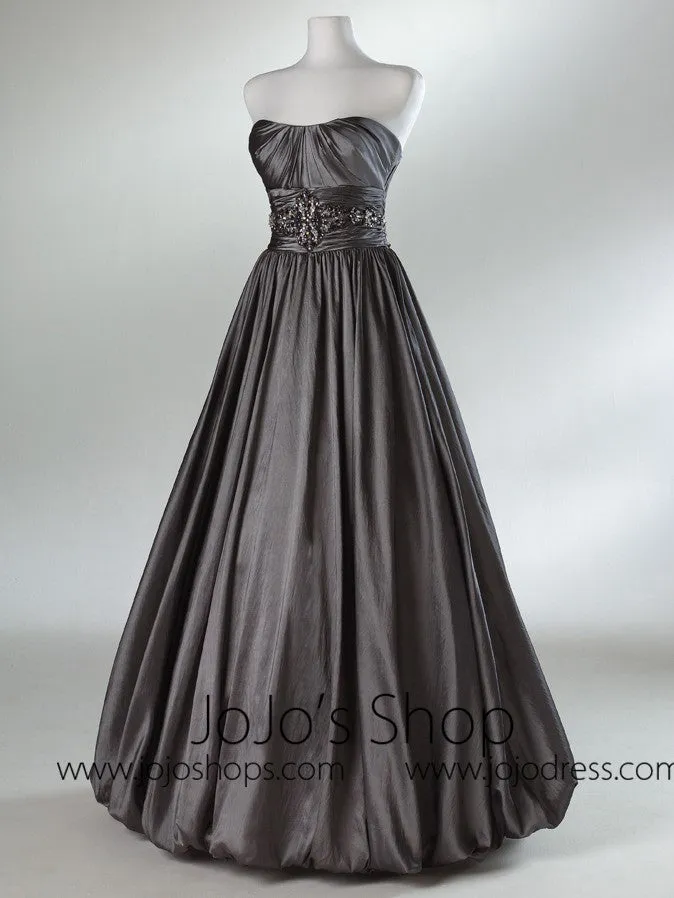 Gray Ball Gown Bubble Hem Formal Graduation Prom Evening Dress HB2016B