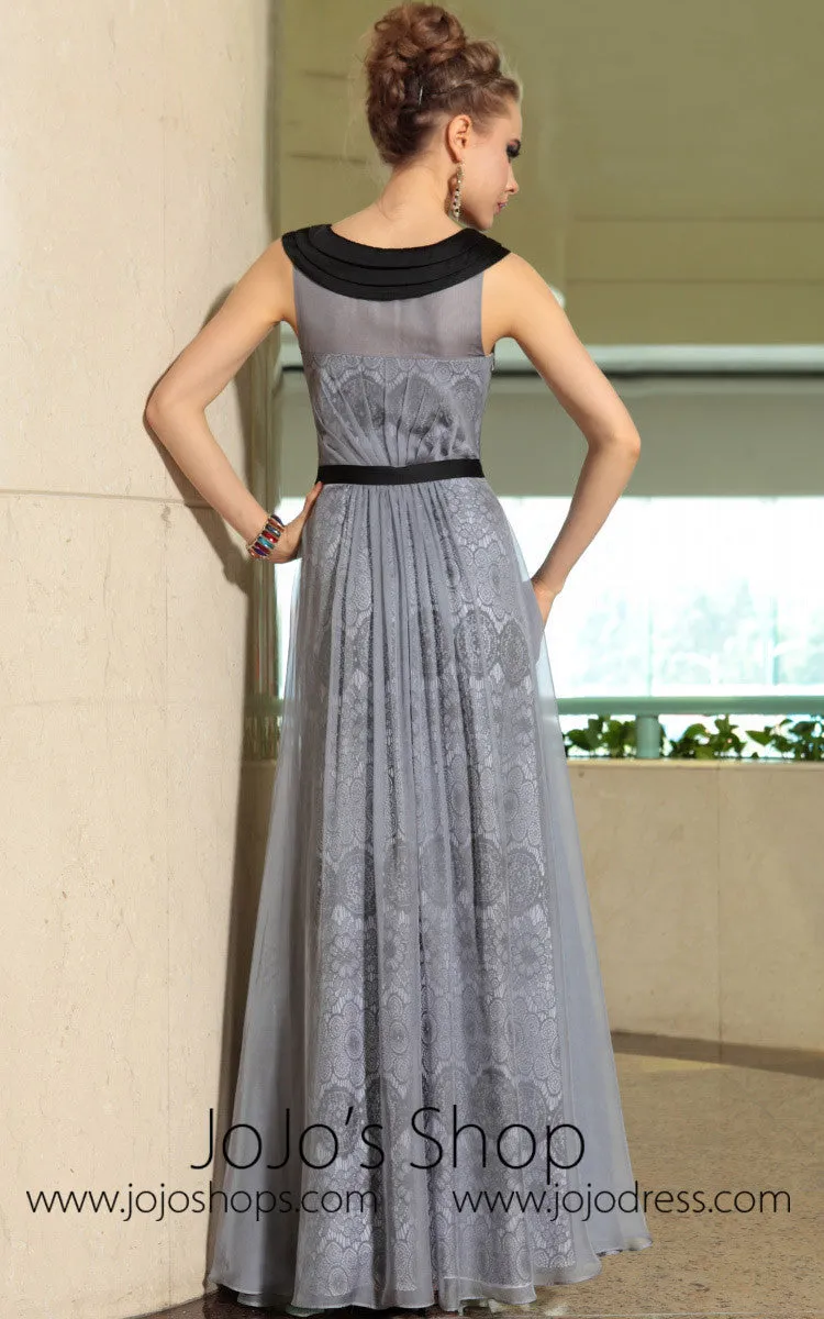 Grecian Gray Jewel Neck Modest Formal Prom Evening Cocktail Dress DQ830895