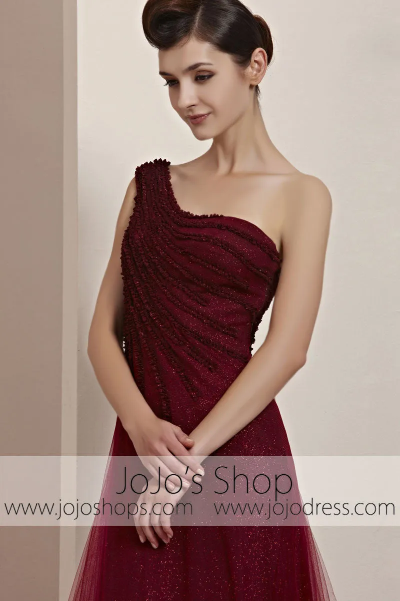 Grecian One Shoulder Burgundy Red Prom Wedding Evening Cocktail Dress CX830111