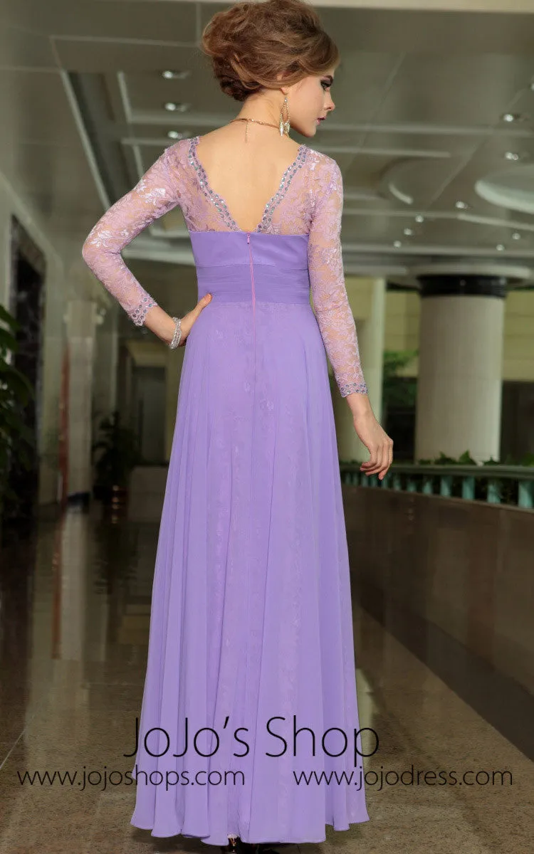 Grecian Purple Long Sleeves Formal V Neck Prom Evening Cocktail Dress DQ830879