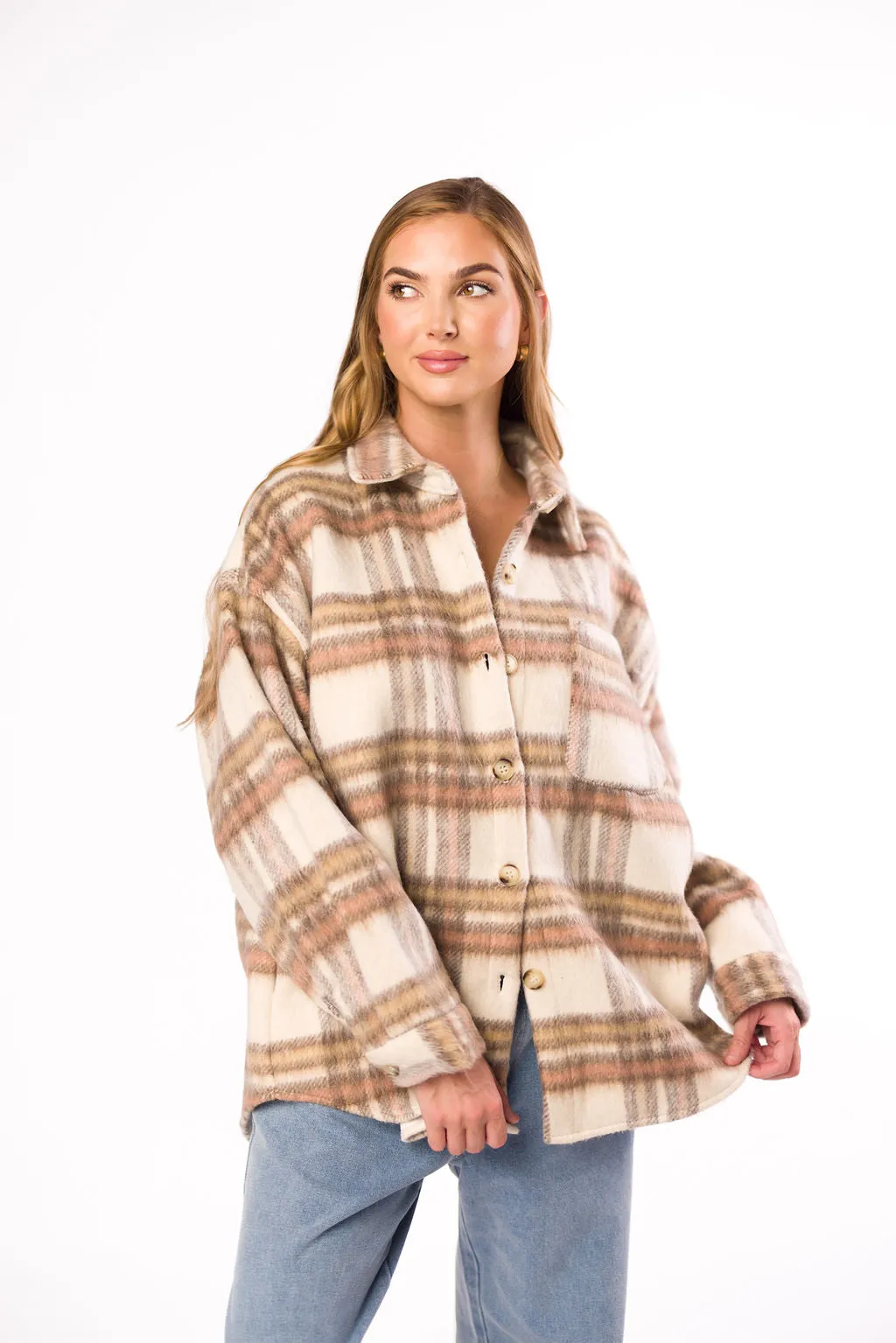 Kingston Flannel Jacket in Natural Plaid