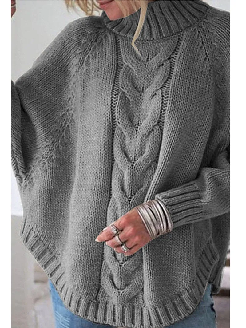 Loose bat sleeve knitted sweater