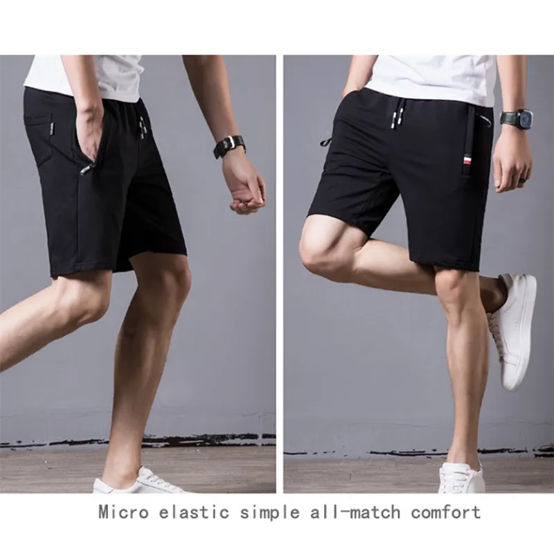 Mens Casual Loose Elastic Waist Shorts with Zip Pockets