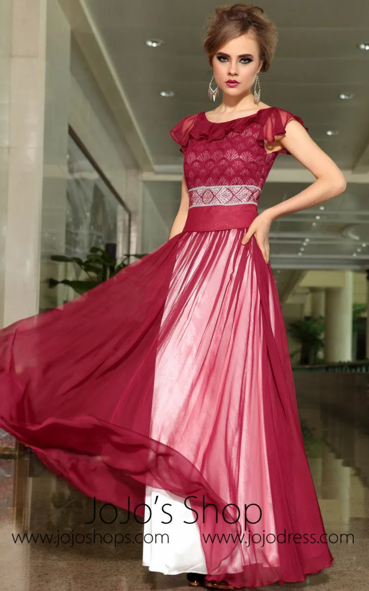 Modest Red Jewel Neck Short Sleeves Formal Prom Evening Cocktail Dress DQ830887