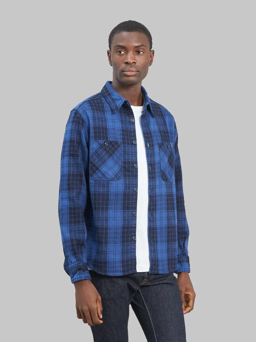 Momotaro MXLS1001 Original Indigo Twill Check Shirt