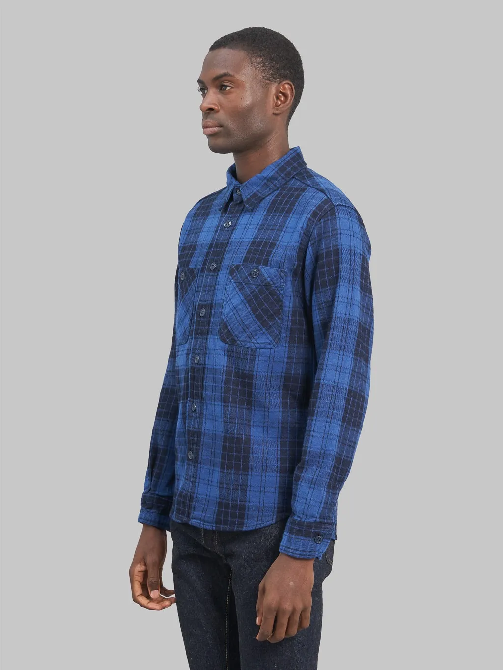 Momotaro MXLS1001 Original Indigo Twill Check Shirt