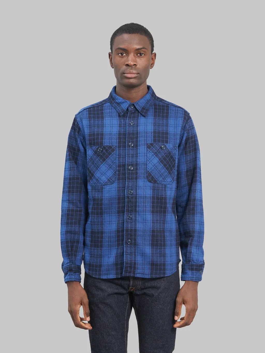 Momotaro MXLS1001 Original Indigo Twill Check Shirt