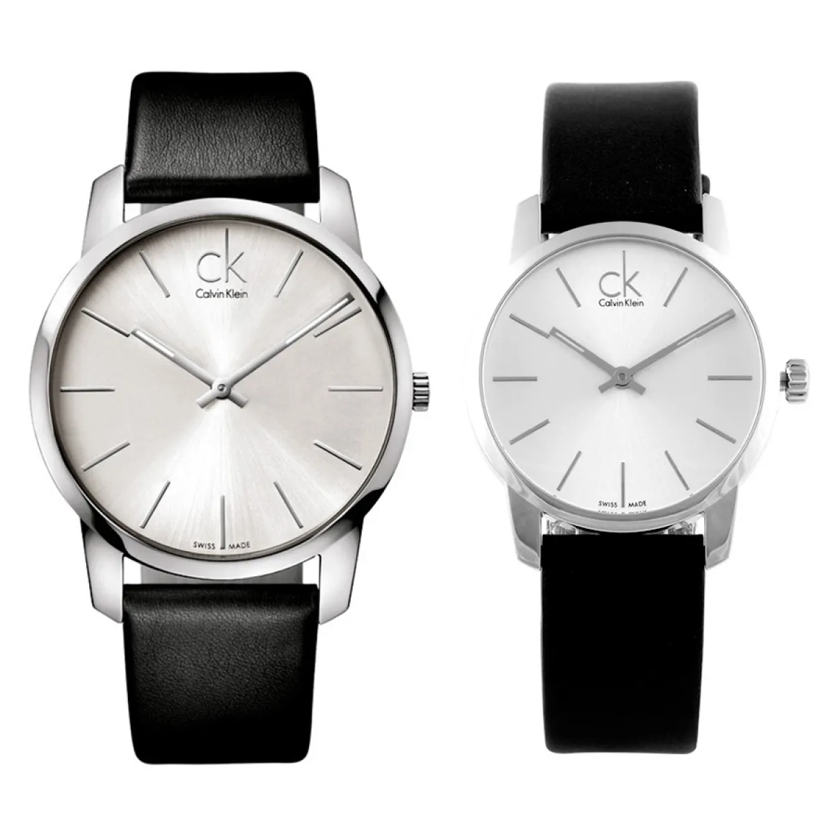 NEW Calvin Klein City Leather Unisex Watches - Silver K2G231C6