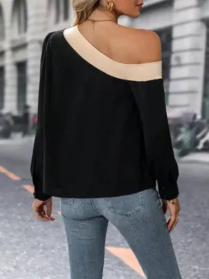 New women’s color-block cross-shoulder shirt