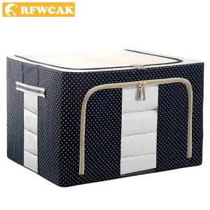 RFWCAK Household Portable Cloth Organizer Oxford Clothes Storage Box Quilt Duvet Storage Bin Underwear Storage Boxes Organizer