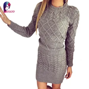 Rugod Hot Winter Dress 2017 Women Sweater Warm Dresses Women Clothes Ladies Long Sleeve Bodycon Dress Casual Knitted Dress