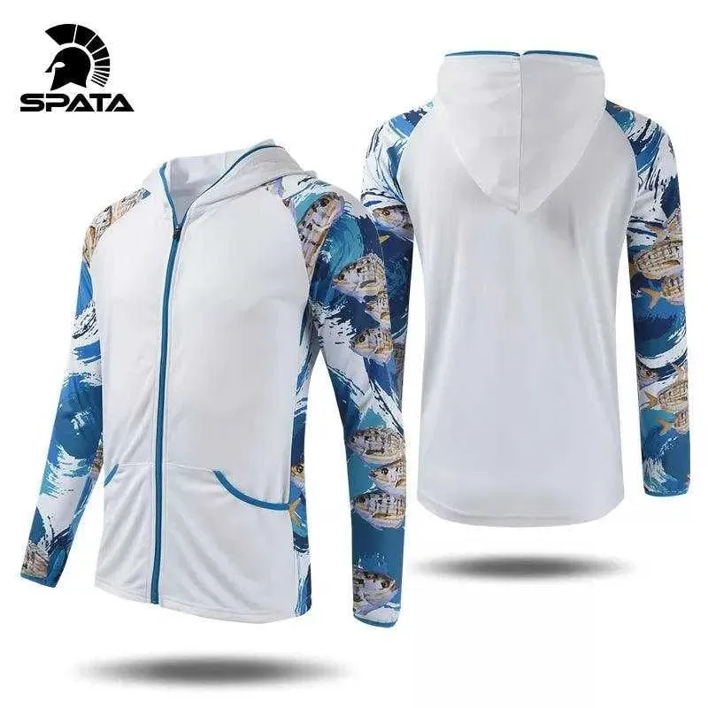 SPATA Long Sleeve Fishing Hooded Shirt Breathable and Moisture-Wicking Fabric