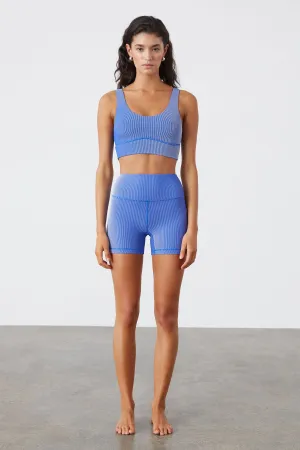 Stripe Rib Crop Top - Dolphin Blue