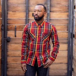 The Flat Head FN-SNR-004L Check Nel Shirt Red/ Black FINAL SALE