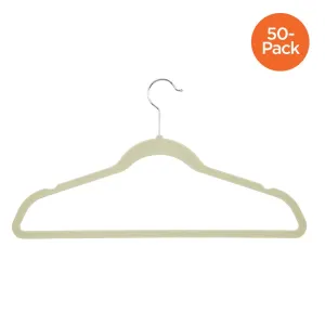 White Velvet Non-Slip Suit Hanger (50-Pack)