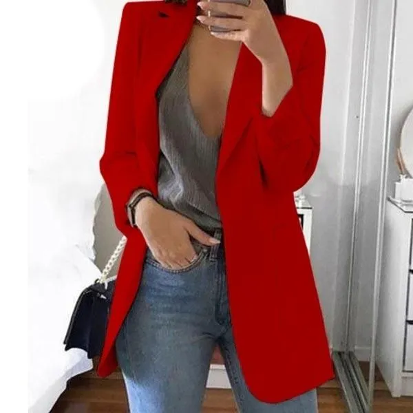 Womens Cardigan Jackets Open Front Solid Color Casual Oversized Long Blazer