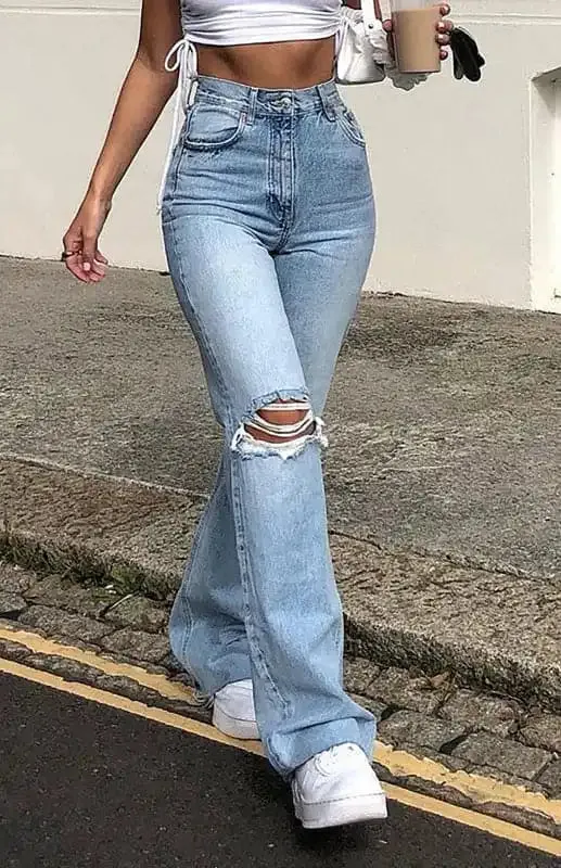 Women’s Fashion Wide Leg Flared Jeans